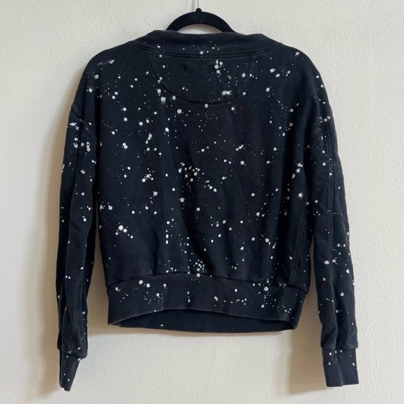 Anthro Pilcro Elayna Sweatshirt Splattered Paint Top Black White S - Picture 3 of 5